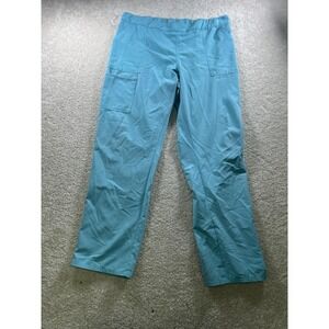 Scrubstar Pants Womens Large Turquoise Blue Scrub‎ Cargo Zip Ankle Elastic Waist